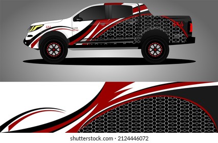 Racing car wrap design vector. Abstract graphic stripe racing background kit design for vehicle wrap, race car, rally, adventure and livery