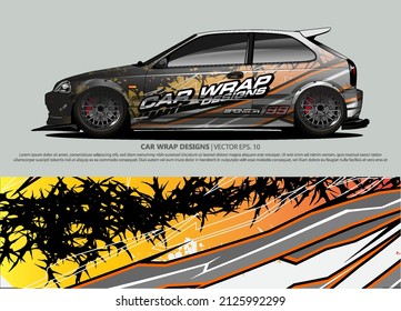 Vector de diseño de envoltura de coches de carreras para pegatinas de vinilo de vehículo y lirio de decal de automóvil