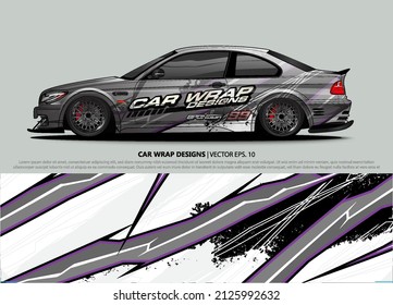 Racing car wrap design vector for vehicle vinyl sticker and automotive decal livery