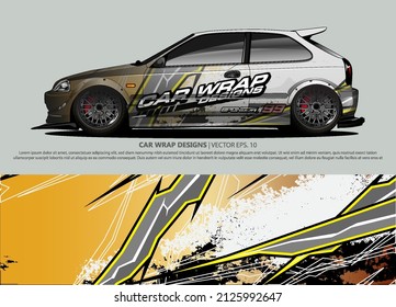 Vector de diseño de envoltura de coches de carreras para pegatinas de vinilo de vehículo y lirio de decal de automóvil