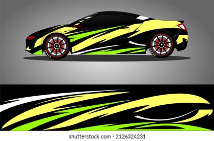 Racing car wrap design vector. Abstract graphic stripe racing background kit design for vehicle wrap, race car, rally, adventure and livery