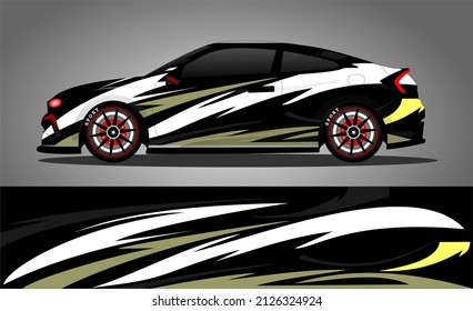 Racing car wrap design vector. Abstract graphic stripe racing background kit design for vehicle wrap, race car, rally, adventure and livery