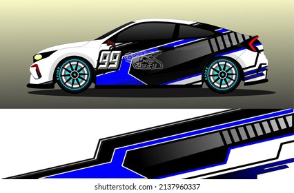 Racing car wrap design vector. Abstract graphic stripe racing background kit design for vehicle wrap, race car, rally, adventure and livery