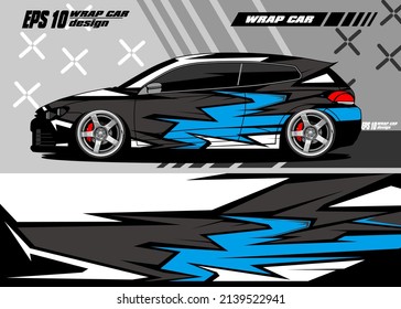 Diseño de envoltura de coches de carreras vector Premium Vector azul de lujo