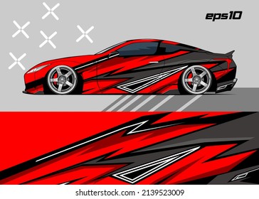 Diseño de envoltura de coches de carreras vector Premium Vector gris rojo lujo