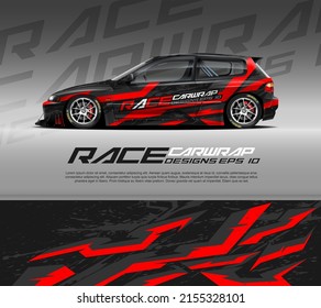 Racing car wrap design vector for race car, pickup truck, rally, adventure vehicle and sport livery. Graphic abstract stripe racing background kit designs. eps 10