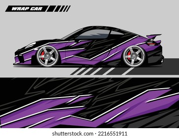 Racing car wrap design vector Premium abstract black purple