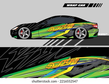 Racing car wrap design vector Premium abstract green