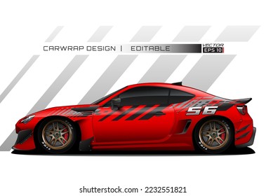 Racing car wrap design vector for race car. Graphic abstract stripe racing background kit designs. vector