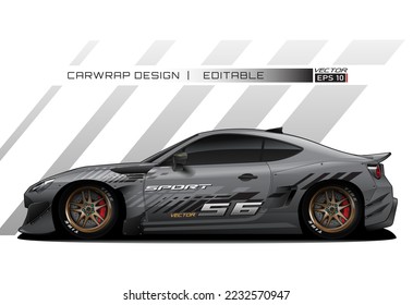 Racing car wrap design vector for race car. Graphic abstract stripe racing background kit designs. vector