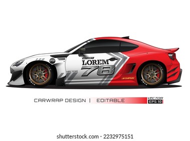 Racing car wrap design vector for race car. Graphic abstract stripe racing background kit designs. vector