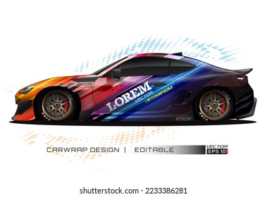 Racing car wrap design vector for race car. Graphic abstract stripe racing background kit designs. vector