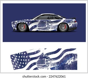 Vector de diseño de envoltura de coches de carreras para pegatinas de vinilo de vehículos
