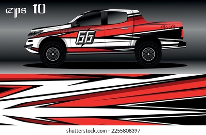 Racing car wrap design vector. Abstract graphic stripe racing background kit design for vehicle wrap, race car, rally, adventure and livery