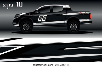 Vector de diseño de ajuste de coches de carreras. Resumen del diseño del kit de fondo de carreras de bandas gráficas para el envoltorio de vehículos, el coche de carreras, el rally, la aventura y el aliento
