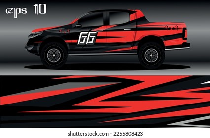 Racing car wrap design vector. Abstract graphic stripe racing background kit design for vehicle wrap, race car, rally, adventure and livery