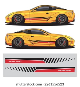 Racing car wrap design vector for race car. Graphic abstract stripe racing background kit designs. vector