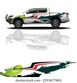 für Racing Auto Wrap Design Vektor. Grafikabstrakte, abstrakte Streifen-Hintergrund-Kit-Designs für Wrackfahrzeug, Rennwagen, Rallye, Abenteuer und Livery und für LKW