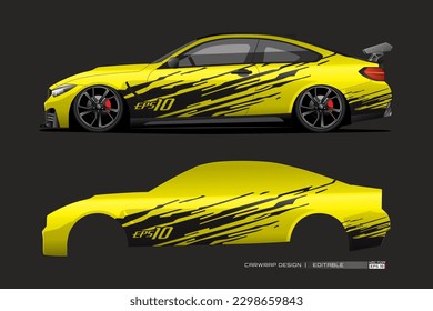 Racing car wrap design vector for race car. Graphic abstract stripe racing background kit designs