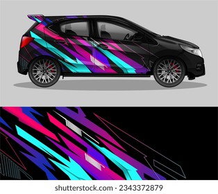 Racing car wrap design vector for vehicle vinyl sticker and automotive decal livery