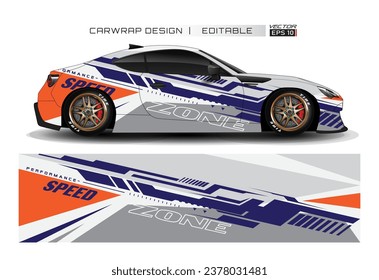 Racing car wrap design vector for race car. Graphic abstract stripe racing background kit designs. vector.
