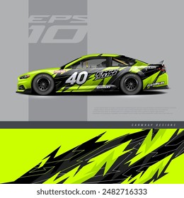 Racing car wrap design vector. Graphic abstract stripe racing grunge background kit designs for wrap vehicle, race car, rally, adventure and livery