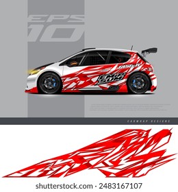 Racing car wrap design vector. Graphic abstract stripe racing background kit designs for wrap vehicle, race car, rally, adventure and livery