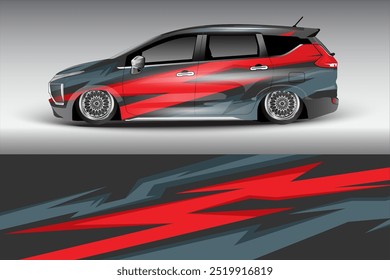 Rennwagen Wrap Design Vektor. Abstrakter grafischer Streifenrennhintergrund