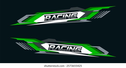 Racing car wrap design vector. sporty sticker design. Graphic abstract stripe racing background kit designs for wrap vehicle. race car, rally, adventure and livery.