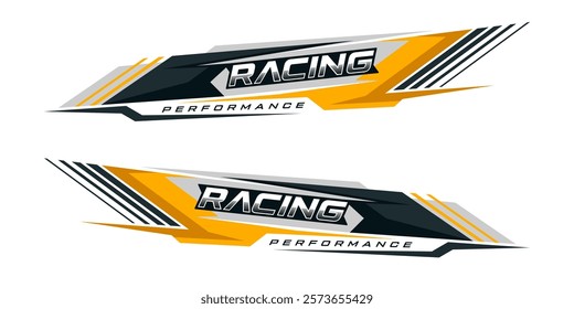 Racing car wrap design vector. sporty sticker design. Graphic abstract stripe racing background kit designs for wrap vehicle. race car, rally, adventure and livery.