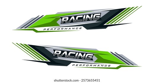 Racing car wrap design vector. sporty sticker design. Graphic abstract stripe racing background kit designs for wrap vehicle. race car, rally, adventure and livery.