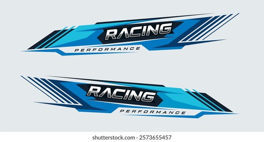 Racing car wrap design vector. sporty sticker design. Graphic abstract stripe racing background kit designs for wrap vehicle. race car, rally, adventure and livery.