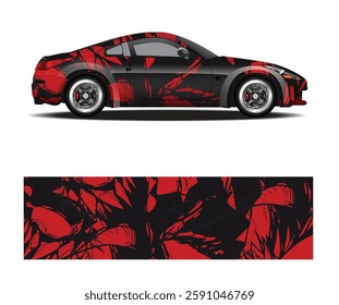 Racing car wrap design vector. Graphic abstract stripe