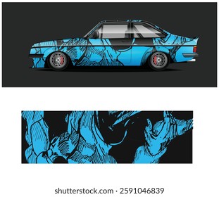 Racing car wrap design vector. Graphic abstract stripe racing background