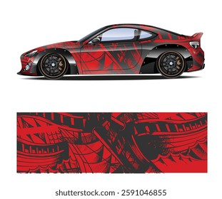 Racing car wrap design vector. Graphic abstract stripe racing background