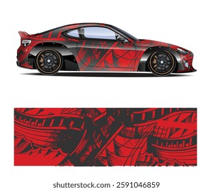 Racing car wrap design vector. Graphic abstract stripe racing background