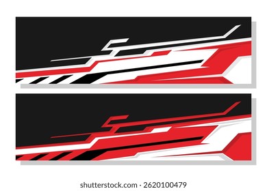 Racing car wrap design vector. Graphic abstract stripe racing background kit designs for wrap vehicle, race car, rally, adventure and livery.