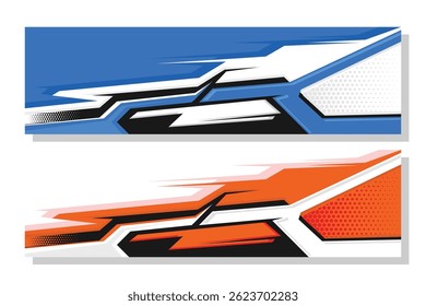 Racing car wrap design vector. Graphic abstract stripe racing background kit designs for wrap vehicle, race car, rally, adventure and livery.