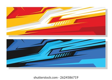 Vetor de design de envoltório de carro de corrida. Kit de fundo de corrida de faixa abstrata gráfica projeta para veículo de embrulho, carro de corrida, rally, aventura e livery.
