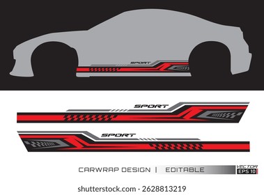 Vector de diseño de envoltura de coche de carreras para coche de carreras. Diseños de kit de fondo de carreras de rayas abstractas gráficas. Vector