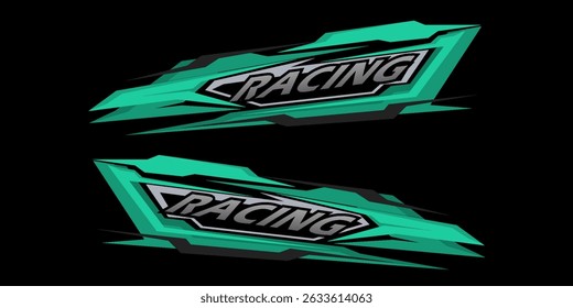 Racing car wrap design vector. sporty sticker design. Graphic abstract stripe racing background kit designs for wrap vehicle. race car, rally, adventure and livery.