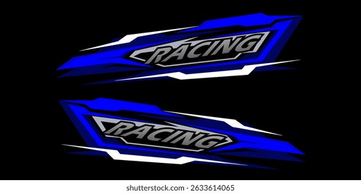 Racing car wrap design vector. sporty sticker design. Graphic abstract stripe racing background kit designs for wrap vehicle. race car, rally, adventure and livery.