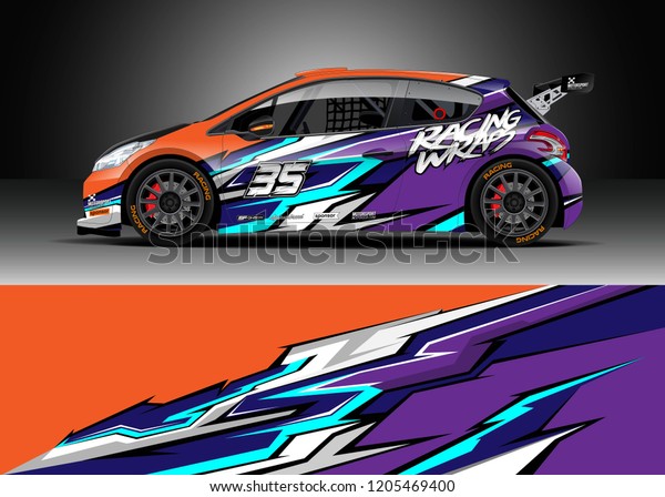 Racing car wrap design vector. Graphic abstract\
stripe racing background kit designs for wrap vehicle, race car,\
rally, adventure and\
livery