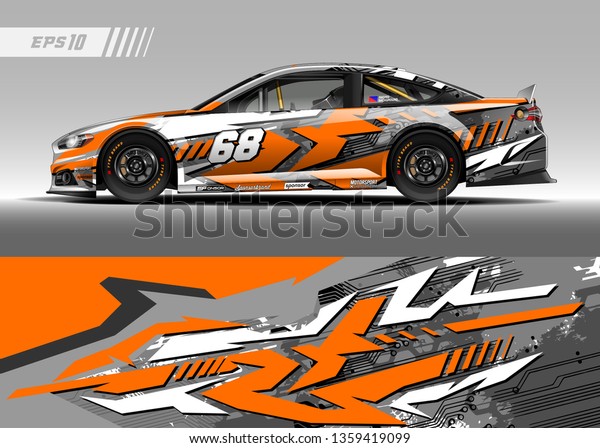 Racing car wrap design vector. Graphic abstract\
stripe racing background kit designs for wrap vehicle, race car,\
rally, adventure and\
livery\
