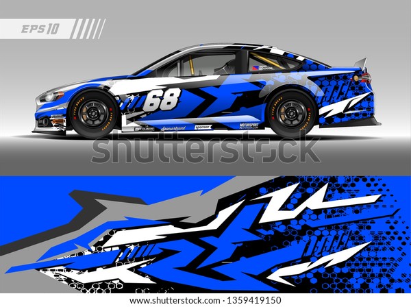 Racing car wrap design vector. Graphic abstract
stripe racing background kit designs for wrap vehicle, race car,
rally, adventure and
livery
