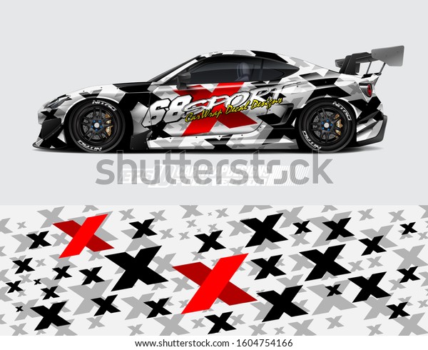 Racing car wrap design vector.
Graphic abstract stripe racing background kit designs for wrap
vehicle, race car, rally, adventure and livery. Full vector eps
10