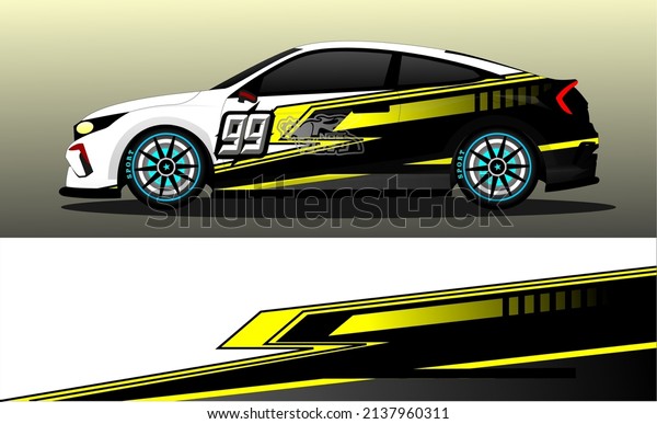 Racing car wrap design vector. Abstract graphic
stripe racing background kit design for vehicle wrap, race car,
rally, adventure and
livery