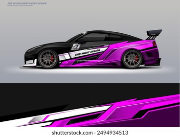 Racing Car Wrap Livery design vector file eps 10. ready print for car decal 