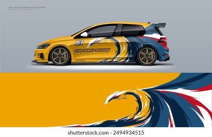 Racing Car Wrap Livery Design Vektorgrafik File eps 10. Fertiger Druck für Auto-Abziehbild 