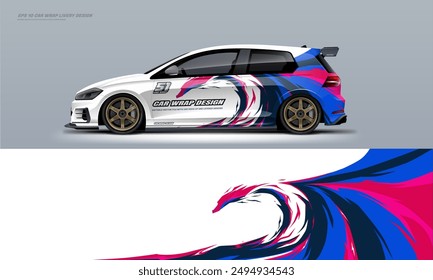 Racing Car Wrap Livery design vector file eps 10. ready print for car decal 